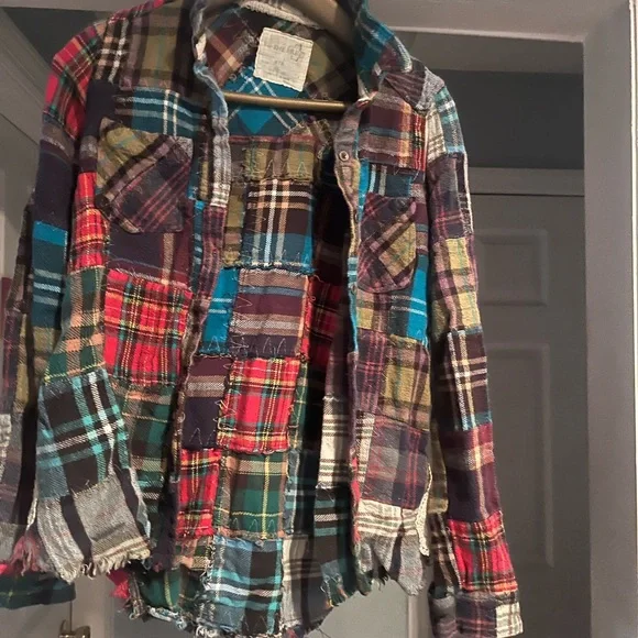 Free People lost in plaid patchwork flannel - Picture 5 of 7